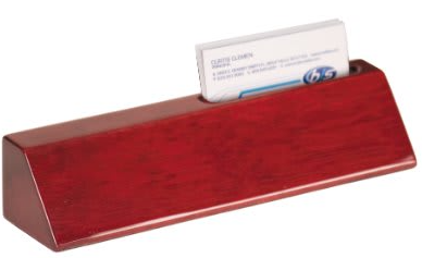 8 1/2" Rosewood Piano Finish Desk Wedge with Business Card Holder