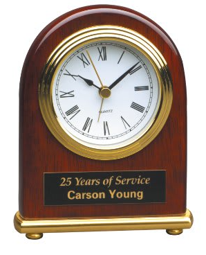4" x 5" Rosewood Piano Finish Arch Desk Clock