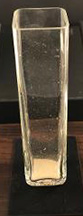 Clear 7" tall Square Glass Flower Vase